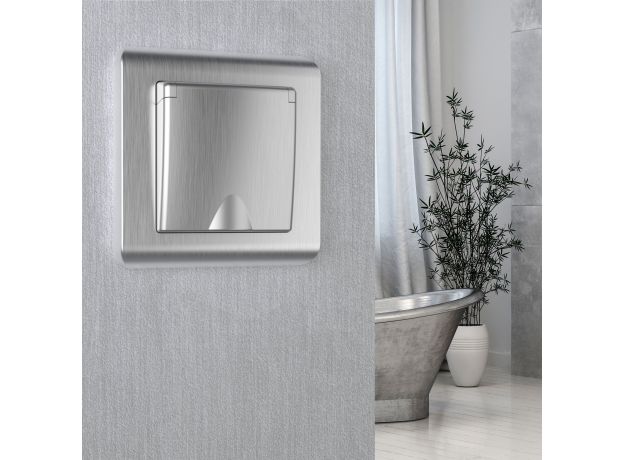 Рамка из поликарбоната на 1 пост Stream серебряный W0012106