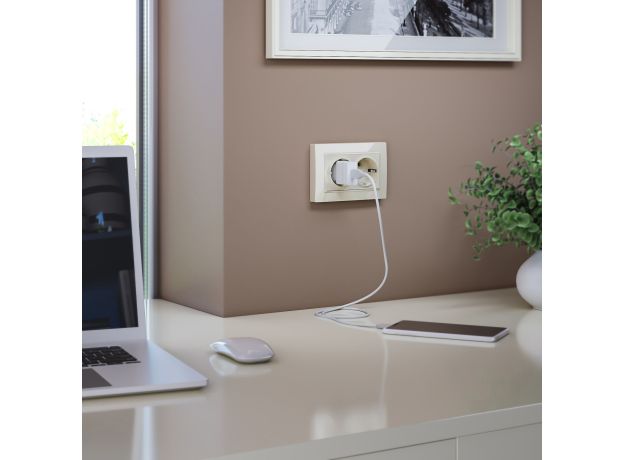 Рамка из поликарбоната для двойной розетки Snabb Basic слоновая кость W0082003