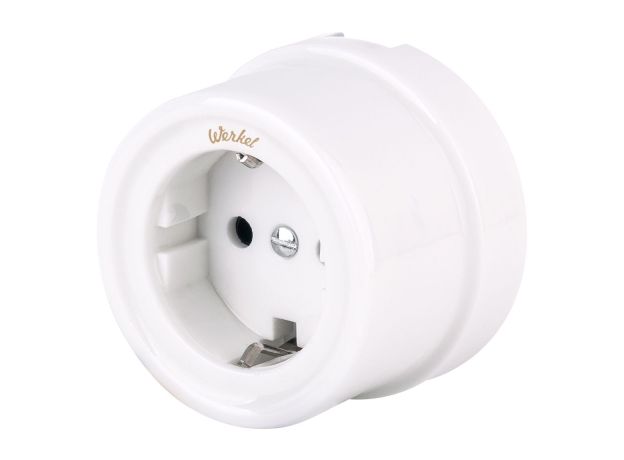 Розетка с заземлением белый ретро W5671001