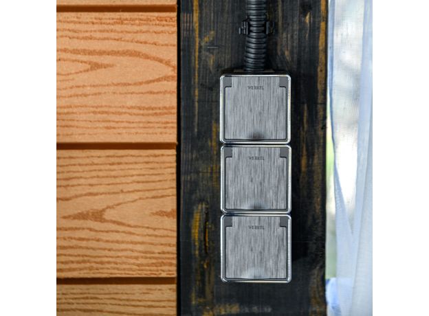 Розетка влагозащ. с зазем. с защит. крышкой и шторками Gallant графит рифленый W5071204