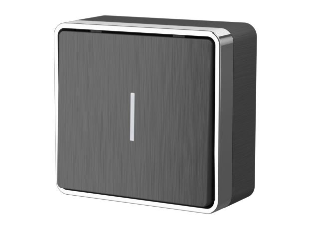 Выключатель одноклавишный с подсветкой Gallant графит рифленый W5010104