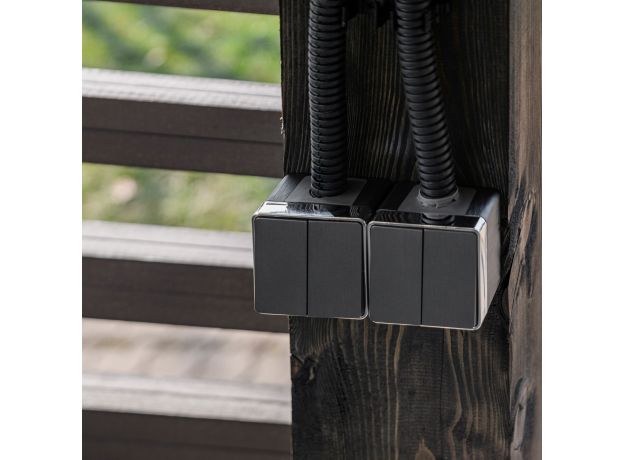 Выключатель двухклавишный влагозащищенный Gallant графит рифленый W5020204