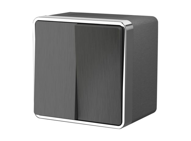 Выключатель двухклавишный влагозащищенный Gallant графит рифленый W5020204