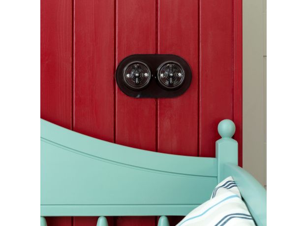 Выключатель на 4 положения двухклавишный черный ретро W5620008