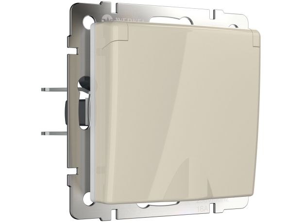 Розетка влагозащ. с зазем. с защит. крышкой и шторками слоновая кость W1171203