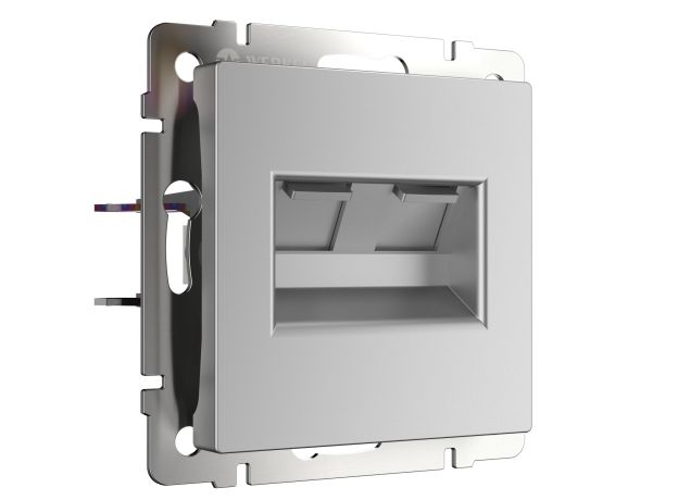 Розетка двойная Ethernet RJ-45 серебряный W1181106