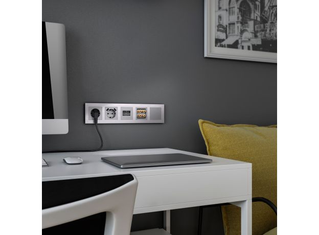 Розетка двойная Ethernet RJ-45 серебряный W1181106