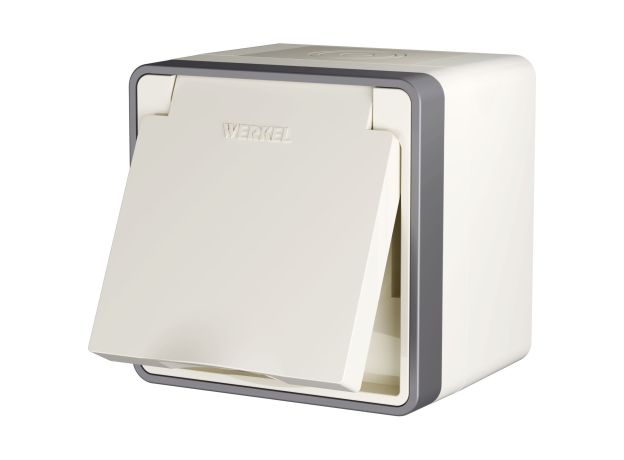 Розетка влагозащ. с зазем. с защит. крышкой и шторками Gallant слоновая кость W5071203