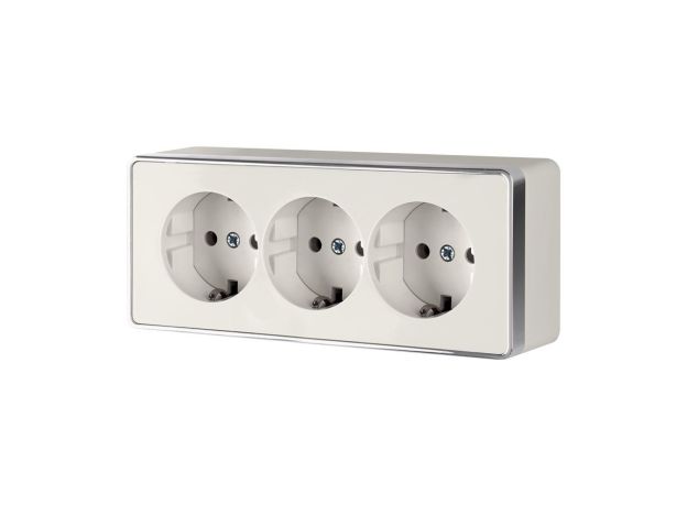 Розетка тройная с заземлением и шторками Gallant слоновая кость W5073103