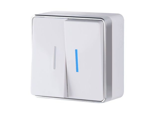 Выключатель двухклавишный с подсветкой Gallant белый W5020101