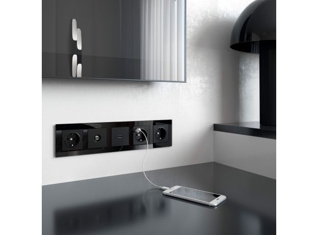 ТВ-розетка проходная (черный матовый) W1184008