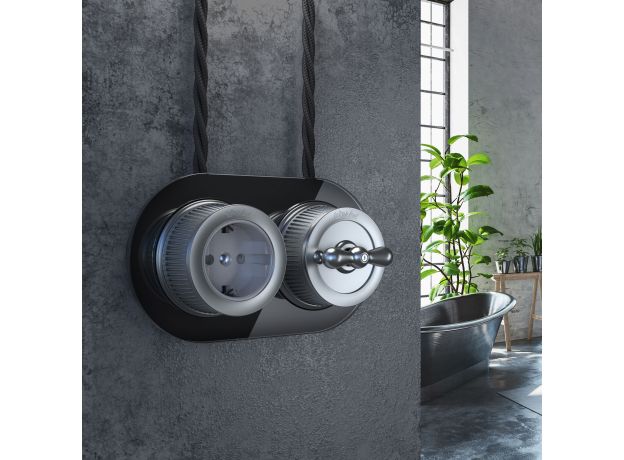 Рамка из стекла на 2 поста черный W0025108