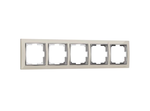 Рамка из поликарбоната на 5 постов Snabb слоновая кость/хром W0051903