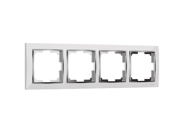 Рамка из поликарбоната на 4 поста Snabb белый/хром W0041901