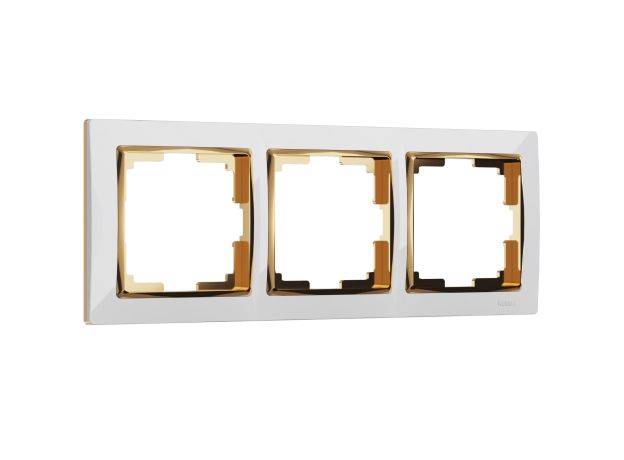 Рамка из поликарбоната на 3 поста Snabb белый/золото W0031933