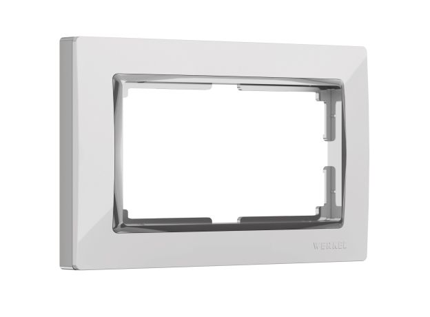 Рамка из поликарбоната для двойной розетки Snabb белый/хром W0081901