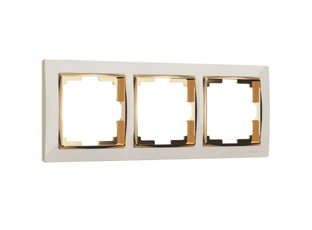 Рамка из поликарбоната на 3 поста Snabb слоновая кость/золото W0031932