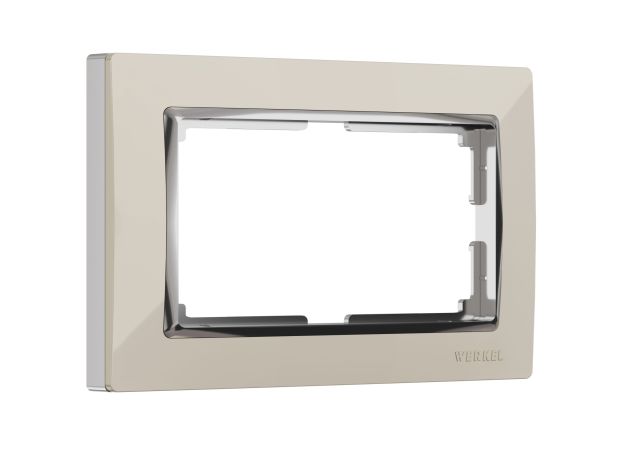 Рамка из поликарбоната для двойной розетки Snabb слоновая кость/хром W0081903