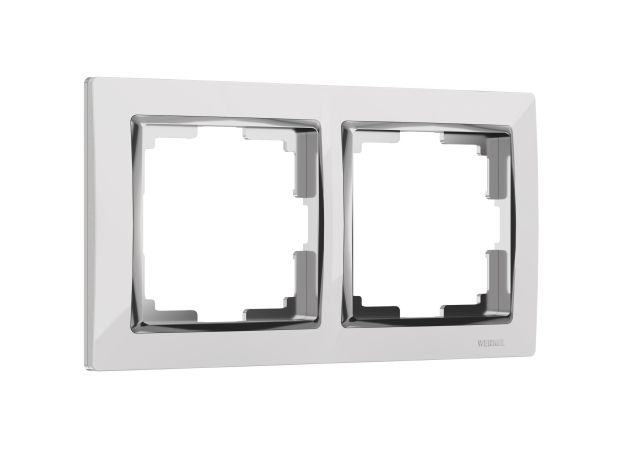 Рамка из поликарбоната на 2 поста Snabb белый/хром W0021901