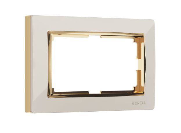 Рамка из поликарбоната для двойной розетки Snabb слоновая кость/золото W0081932