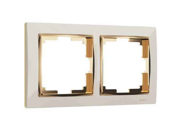 Рамка из поликарбоната на 2 поста Snabb слоновая кость/золото W0021932