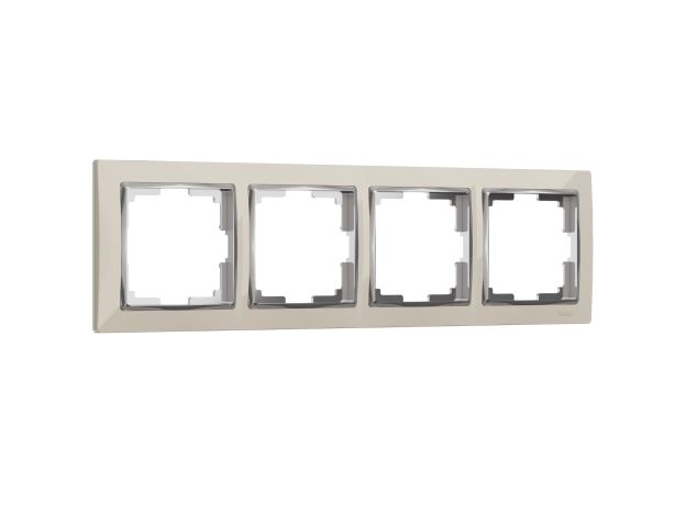 Рамка из пластика на 4 поста Snabb слоновая кость/хром W0041903