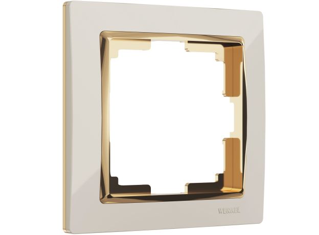 Рамка из поликарбоната на 1 пост Snabb слоновая кость/золото W0011932