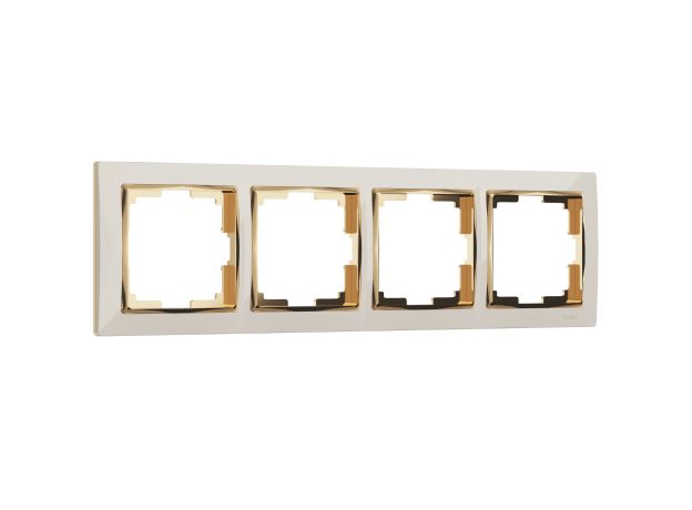 Рамка из поликарбоната на 4 поста Snabb слоновая кость/золото W0041932