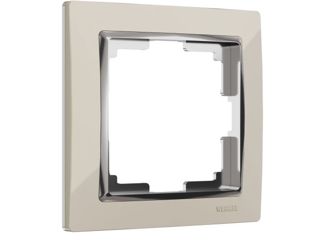 Рамка из пластика на 1 пост Snabb слоновая кость/хром W0011903