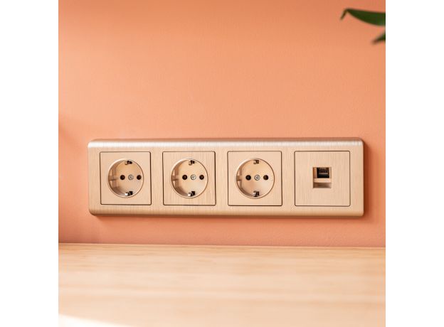 Накладка для телефонной розетки RJ11 (шампань рифленый) W1192010