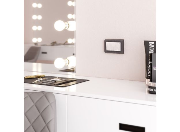 Рамка из поликарбоната для двойной розетки Stream графит W0082104