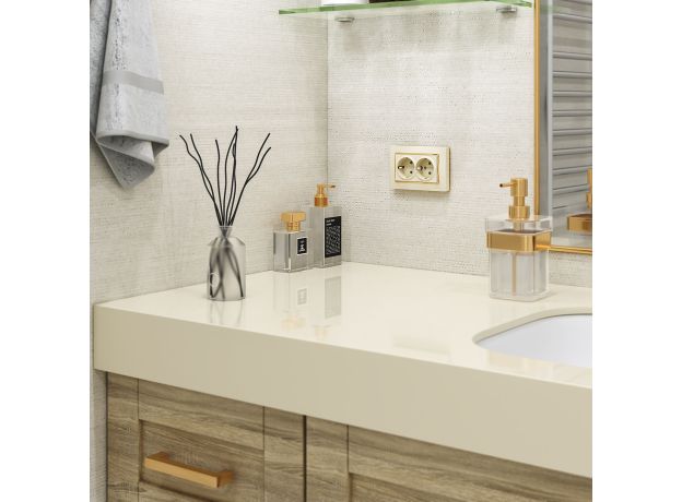 Рамка из поликарбоната для двойной розетки Snabb слоновая кость/золото W0081932