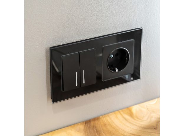 Рамка из стекла на 2 поста Favorit черный W0021108