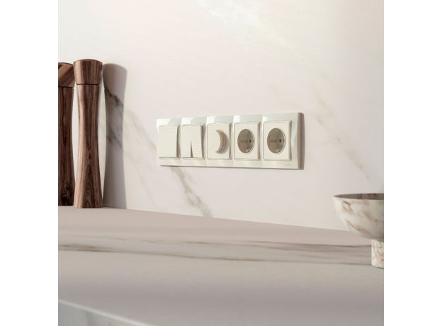 Рамка из поликарбоната на 5 постов Snabb Basic слоновая кость W0052003