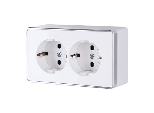 Розетка двойная с заземлением Gallant белая W5072101