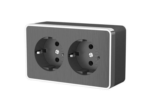 Розетка двойная с заземлением Gallant графит рифленый W5072104