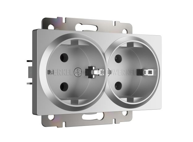 Розетка двойная с заземлением серебряный W1172006