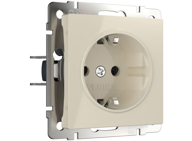 Розетка с заземлением, безвинтовой зажим (слоновая кость) W1171303