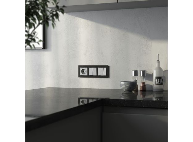 Розетка с заземлением (cеребряный рифленый) W1171009