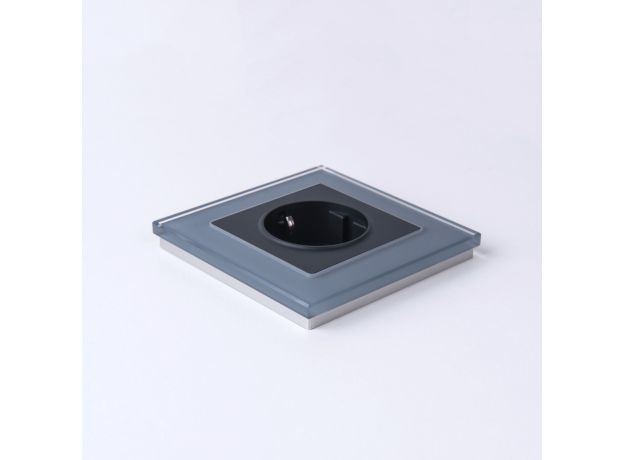 Розетка с заземлением (черный матовый) W1171008