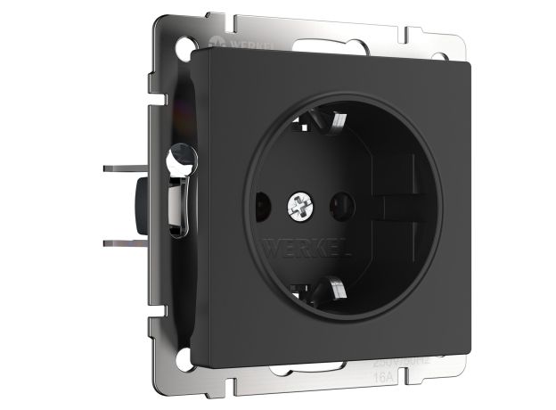 Розетка с заземлением (черный матовый) W1171008