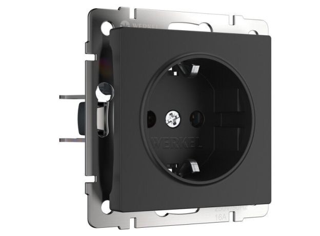 Розетка с заземлением (черный матовый) W1171008