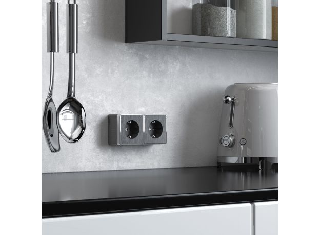 Розетка с заземлением Gallant графит рифленый W5071004