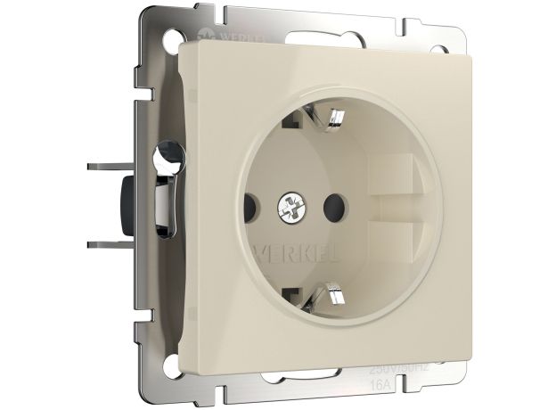 Розетка с заземлением и шторками (слоновая кость) W1171103