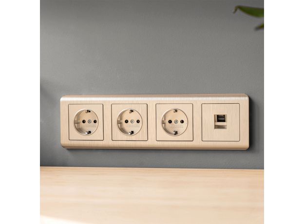 Розетка с заземлением (шампань рифленый) W1171010