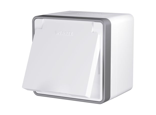 Розетка влагозащ. с зазем. с защит. крышкой и шторками Gallant белая W5071201