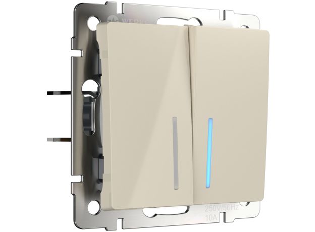 Выключатель двухклавишный проходной c подсветкой (слоновая кость) W1122103