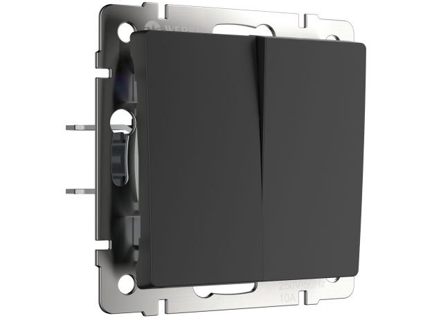 Выключатель двухклавишный проходной (черный матовый) W1122008