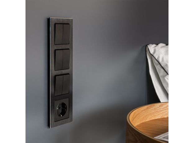 Выключатель двухклавишный проходной (черный матовый) W1122008