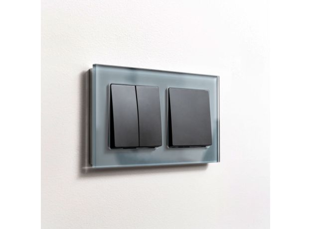 Выключатель двухклавишный проходной (черный матовый) W1122008